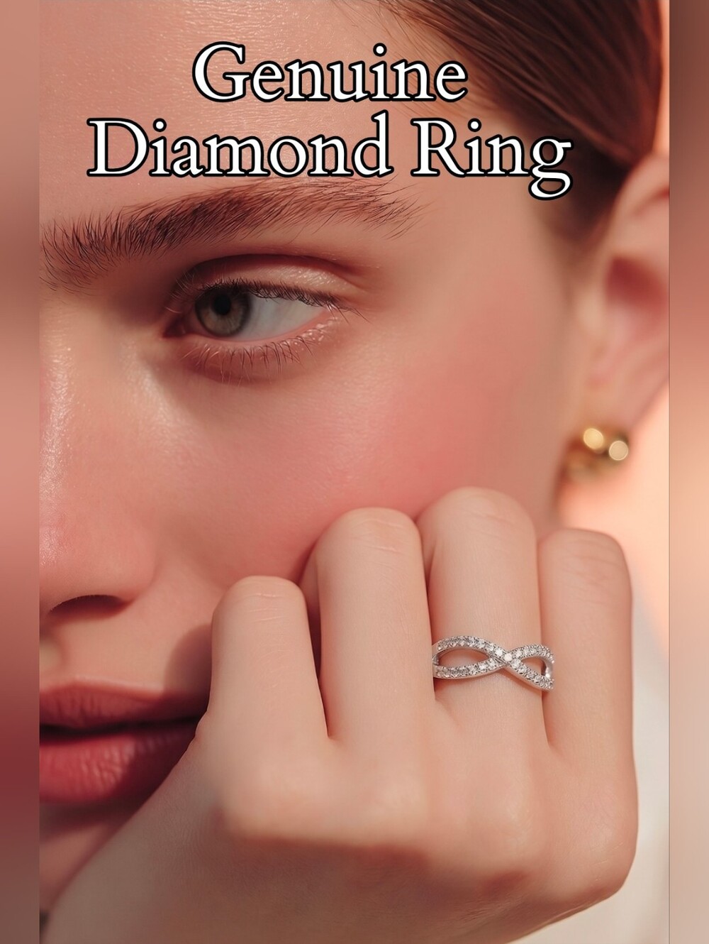 GENUINE 💎Diamond Accent Infinity Ring Platinum Over 925 Sterling Silver (6 & 7)